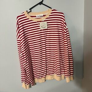 Red and White Striped Long Sleeve Shirt